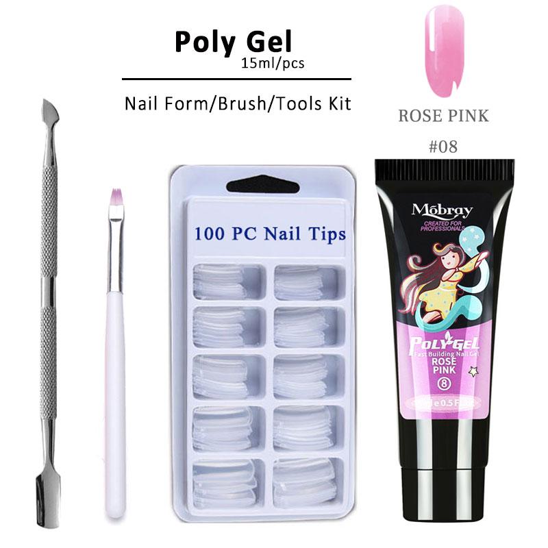 15ml Poly Gel Set LED Clear UV Gel Varnish Nail Polish Art Kit Quick Building For Nails Extensions