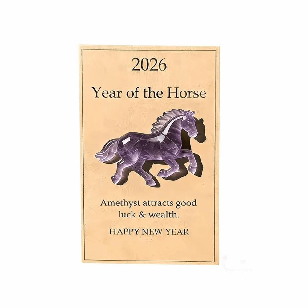 Acrylic Lucky Horse Year Card Blessing Greeting Card Creative Holiday Cards  Greeting Card фиолетовый