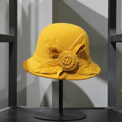 Hüte Damen Herbst Winter Wollzylinder Mode Hüte Blumen Warme Topfhüte Fischerhut