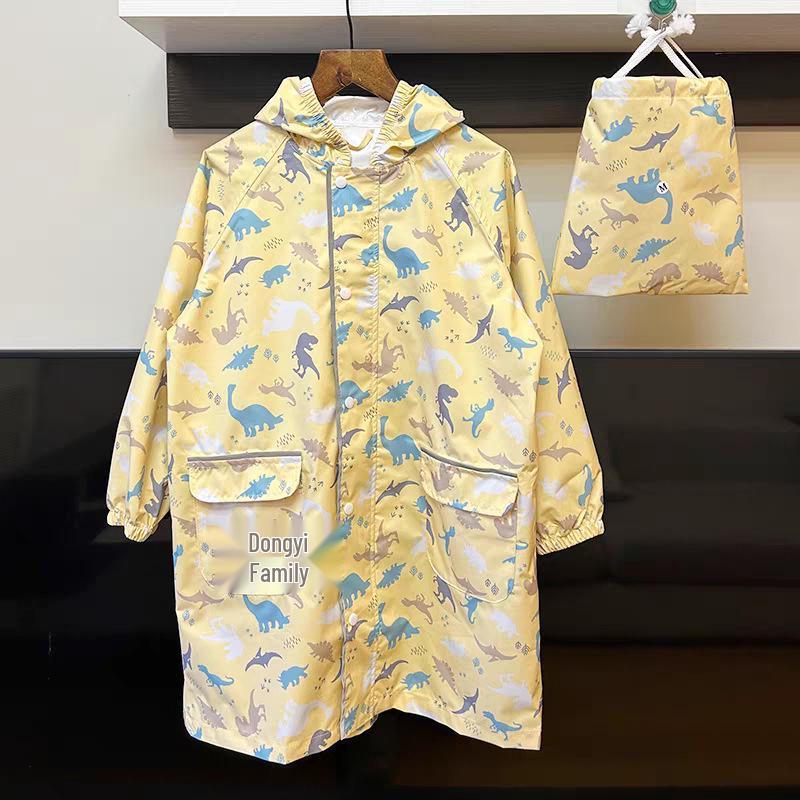 Quick-Dry Japanese Style Kids' Raincoat: Waterproof, One-Piece for Boys & Girls with Schoolbag Fit