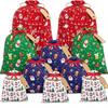 Large Christmas Gift Drawstring Bag Cotton-Like Storage Pouch Holiday Decorations Present