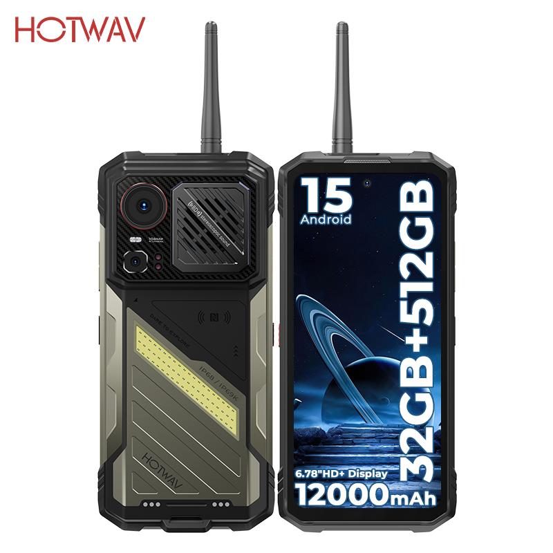 HOTWAV Hyper 8 Ultra 5G Outdoor Mobile Phone, Android 15 32GB+512GB, 12000mAh ,Walkie-Talkie+125 dB Super Loudspeaker ,108MP,Dual SIM/NFC/GPS