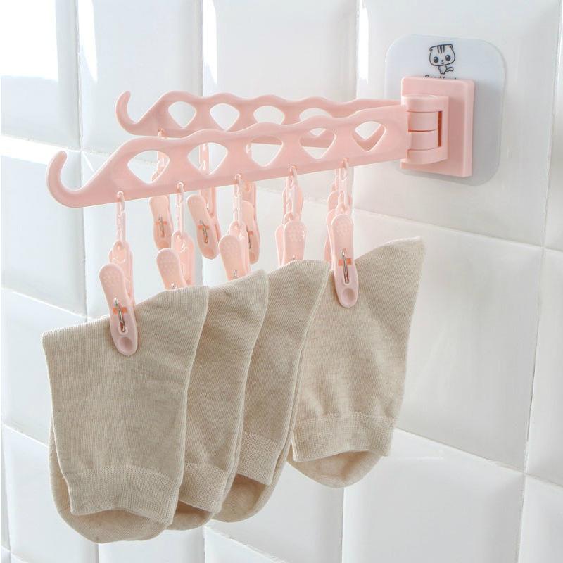 Foldable Clothes Drying Rack Wall Hanger Baby Children's Underwear Organizer Socks Towel Shelf with Suction Cup Home Supplies