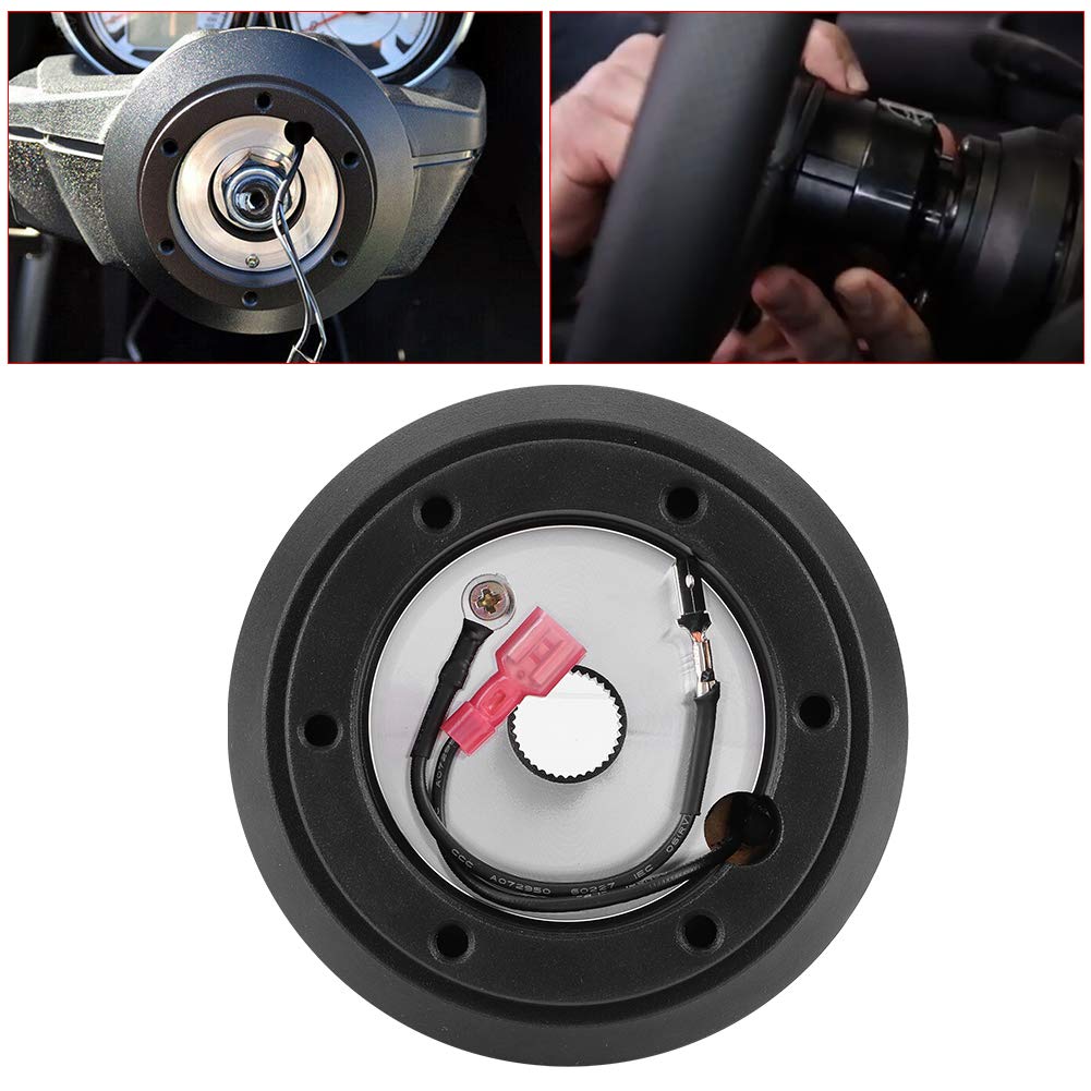 Terisass Steering Wheel Short Hub Adapter Black Quick Release Boss Kit SRK-160H Fits Mazda Miata RX-7