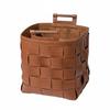 Cesto in PU Tessuto Design Elegante Contenitore con Manici in Legno
