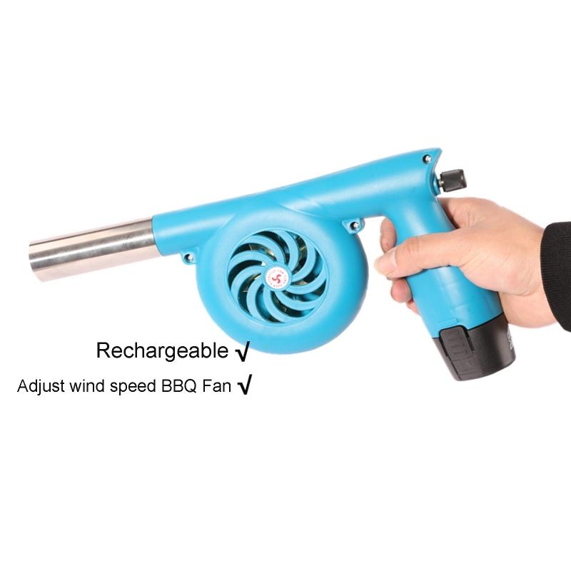 BBQ Fan Portable Air Turbo Blower AC 100-240V Adjustable Speed 5000R/min for Barbecue Picnic Camping Fire Rechargeable
