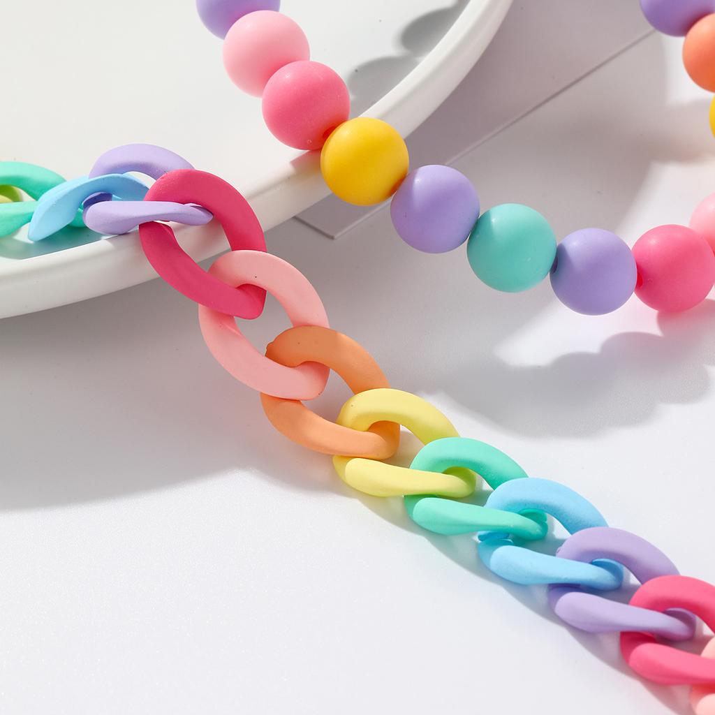 b19 Gorgeous Rainbow Silicone Bohemian Bead Love Acrylic Bracelet Exquisite Women's Vitality Beach Daily Jewelry Accessories