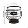 Globe Coffee Pod Basket Rustic Wood Foundation Organizer Countertop Display Round Capsule