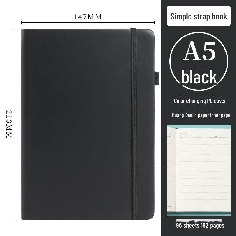 "Quaderno A5 Rigido con Cinturino in PU, LOGO Personalizzabile, Design Fresco e Semplice"