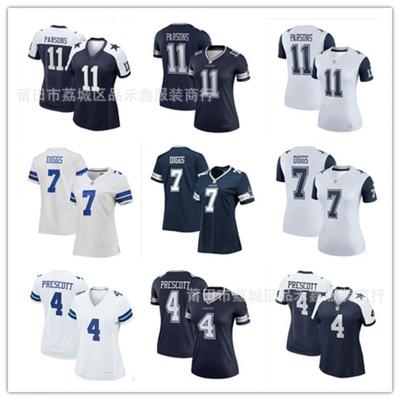 Dallas Cowboys Damen Footballtrikot NFL Teamkleidung 11 4 7 Nummern Baumwolle Performance Sportbekleidung Herbstsaison