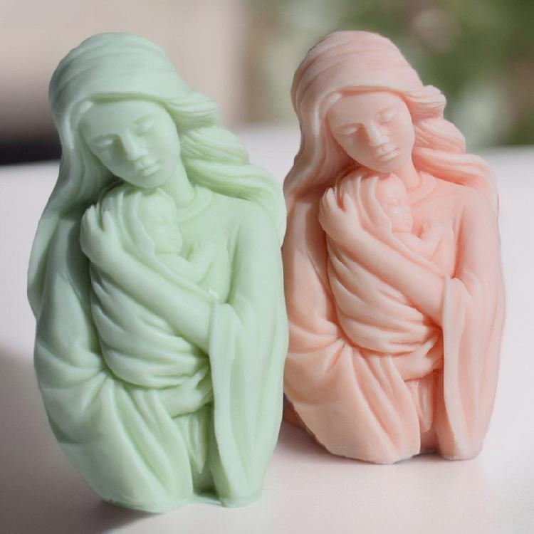 Mommy Holding Child Silicone Moulds Mom Holding Baby Candle Molds Epoxy Resin Molds Plasters Molds for Candle Making