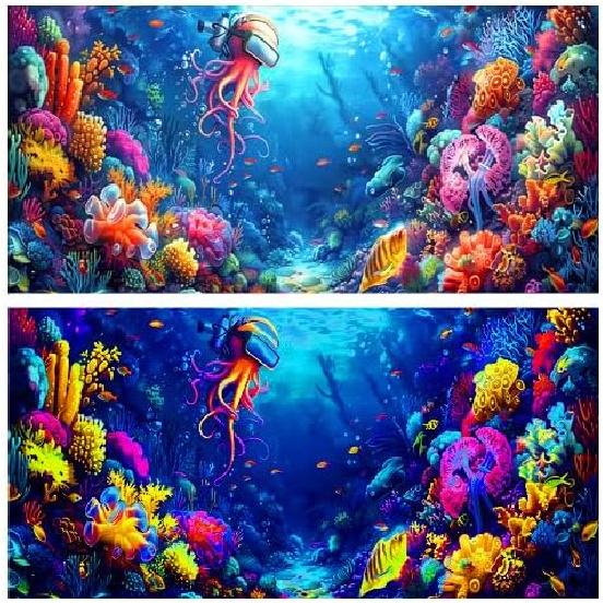 

48X20 дюймов Черно-белый Океан HD 3D Черный Свет Аквариумный Фон УФ-Реактивный Фон с Осьминогом Фон для Террариума с 10 Двусторонними клейкими лентами EVA с 24X16in/60X40cm
