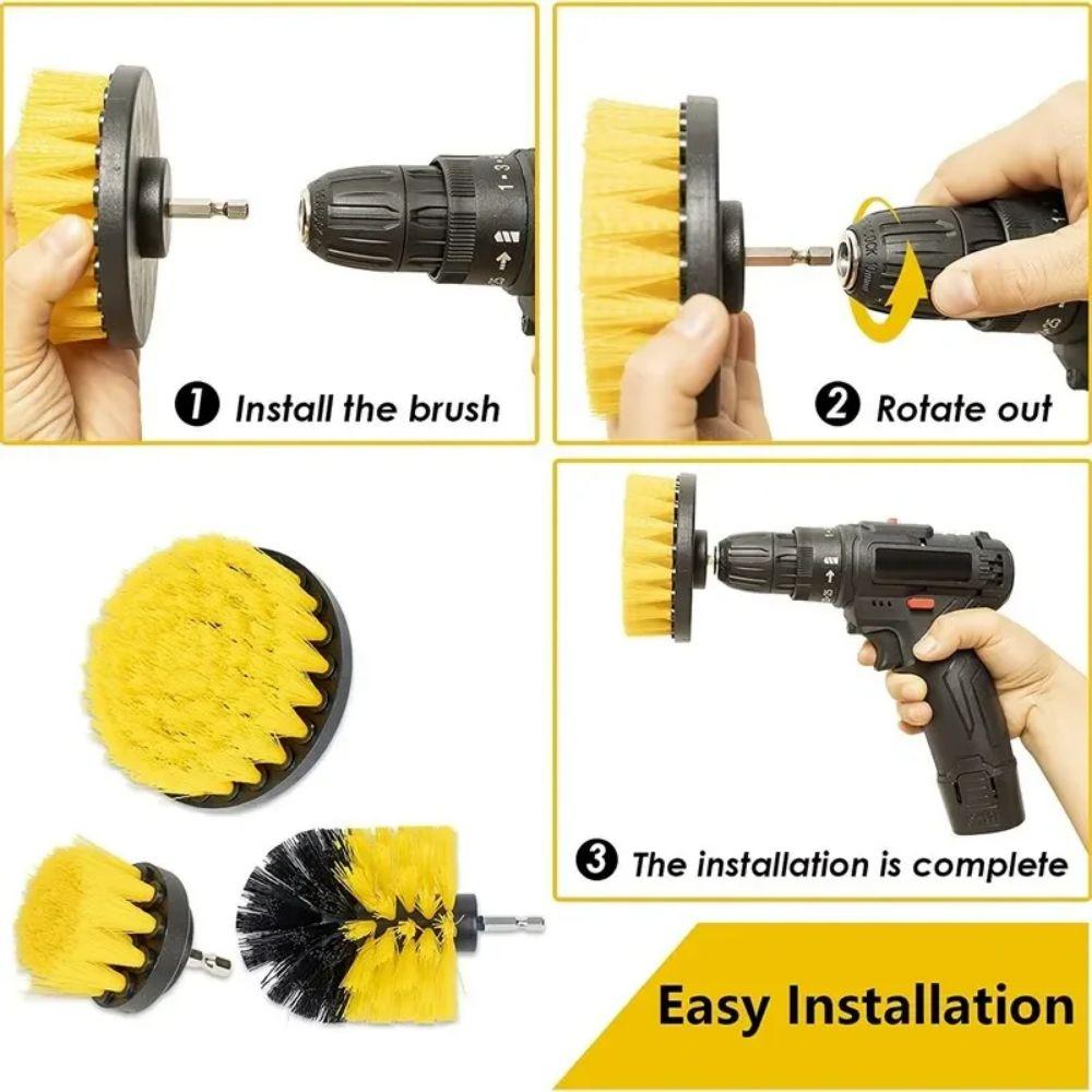 3pcs Drill Brush Attachment Set Power Scrubber Brush With Drill Scrub Brush For Cleaning Showers Tubs Bathroom Tile Grout Carpet KTY