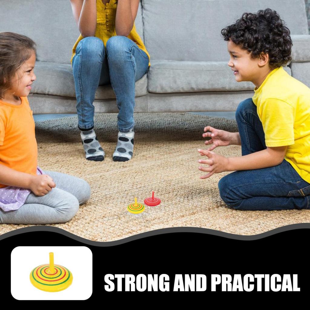 Generic 25-Piece Wooden Spinning Top Set, Fun, Hand-Cranked Peg-Top Toys for Kids, Small Top Accessories, Decompression Toys, Random Colors