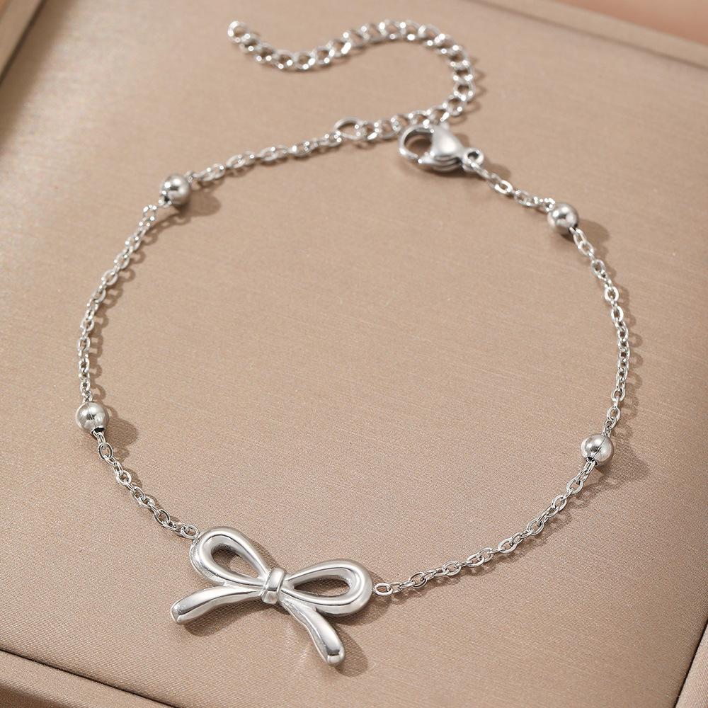 

Stainless Steel Bowknot Bracelet for Women Vintage Gold Silver Color Snake Chain Bracelet Simple Fashion Jewelry Girls Gift