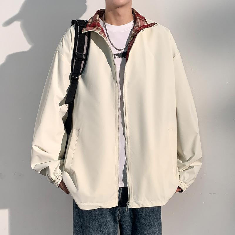 Jacket Men's Fashion Trendy Men's Casual Jacket Baseball Collar Jacket Closed Sleeves