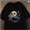 Neues Chinesisches Mode Unisex Taiji Muster Große Größe Unisex Kurzarm Atmungsaktives T-Shirt