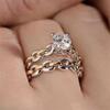 Women's Two-Tone Diamond Chain Ring in Yellow Gold and Silver - Wedding & Engagement Collection