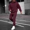 Men's Solid Color Hooded Universal Versatile Hooded Sweatshirt Sweatpants Casual Sports Suit