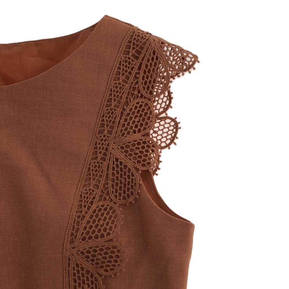 Unused ANAYI No Sleeve One Piece 38 Brown Tag Attached Back Zip Women Used