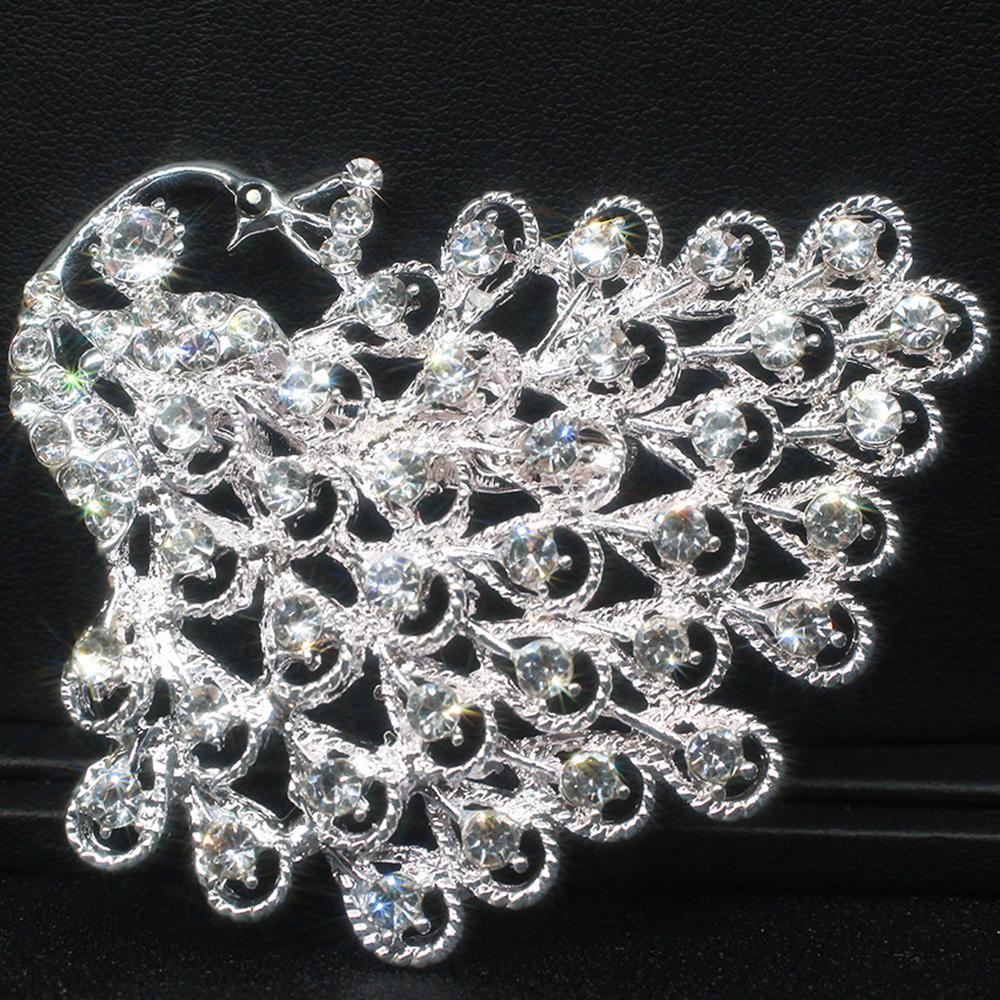 Rhinestone Peacock Brooches Crystal Animal Brooch Pin Wedding Jewelry Gift Party