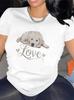 Polyester Short Sleeve T-Shirt with Adorable Puppy Design, Perfect for Home Living Room Use, Durable and Comfortable, Ideal Gift for Pet Lovers