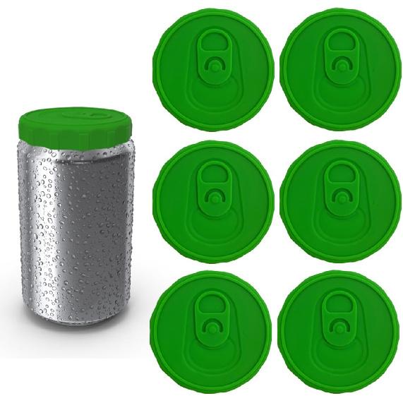 6 Pack Silicone Soda Can Lids, BPA-Free Reble Silicone Beverage Can Covers - Protector & Stopper For Soda, Beer, Drink, Juice, Coke, Beverage, Fits 6 Pack зелёный