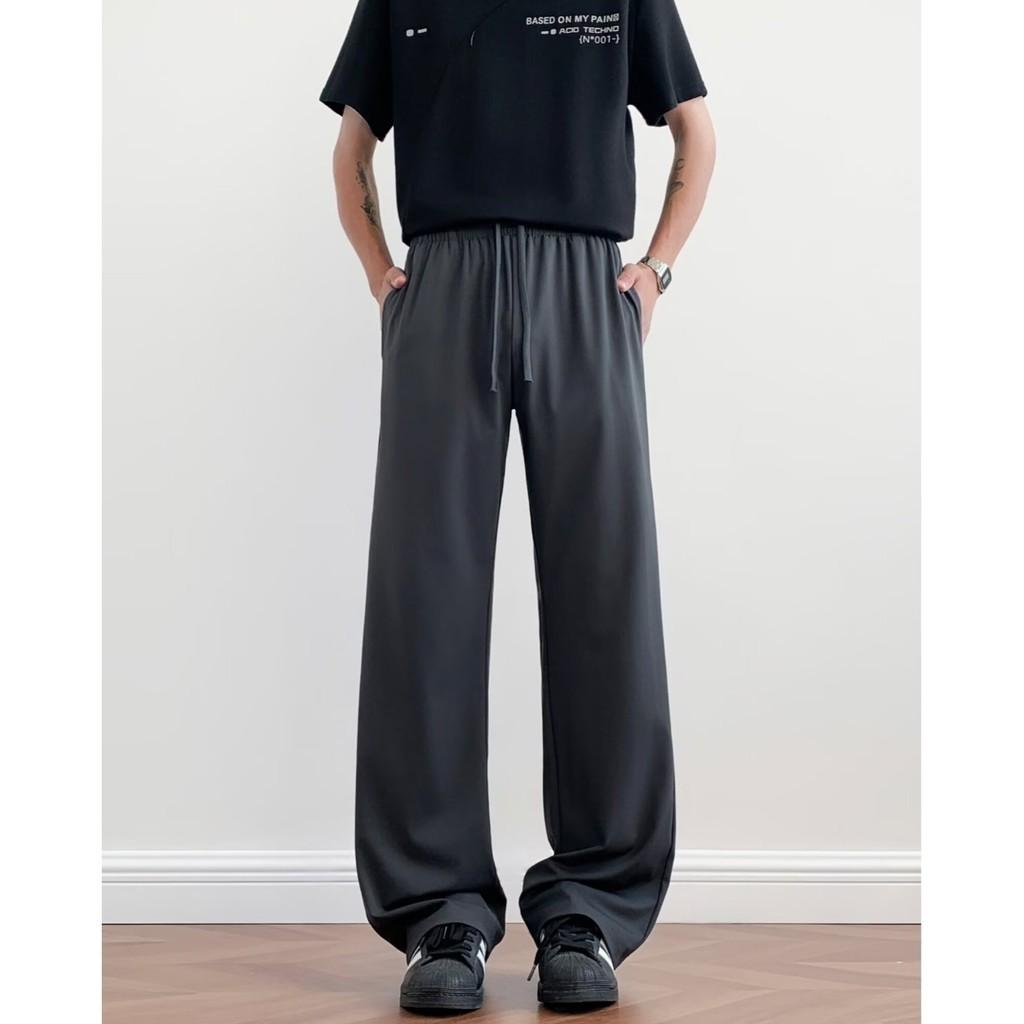 Summer Mens Wide Leg Pants With Ice Silk Fabric For Casual Wear Young Adults