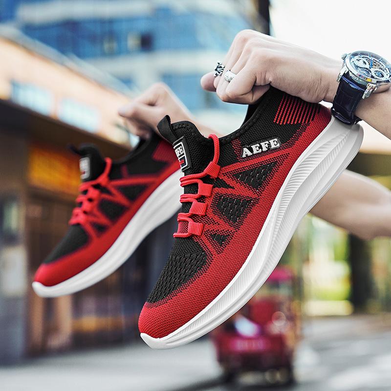 Mode Ademende Heren Hardloopschoenen Hoge Kwaliteit Lichtgewicht Antislip Buitensportschoenen Zachte Vetersluiting Tennis Sneaker voor Man