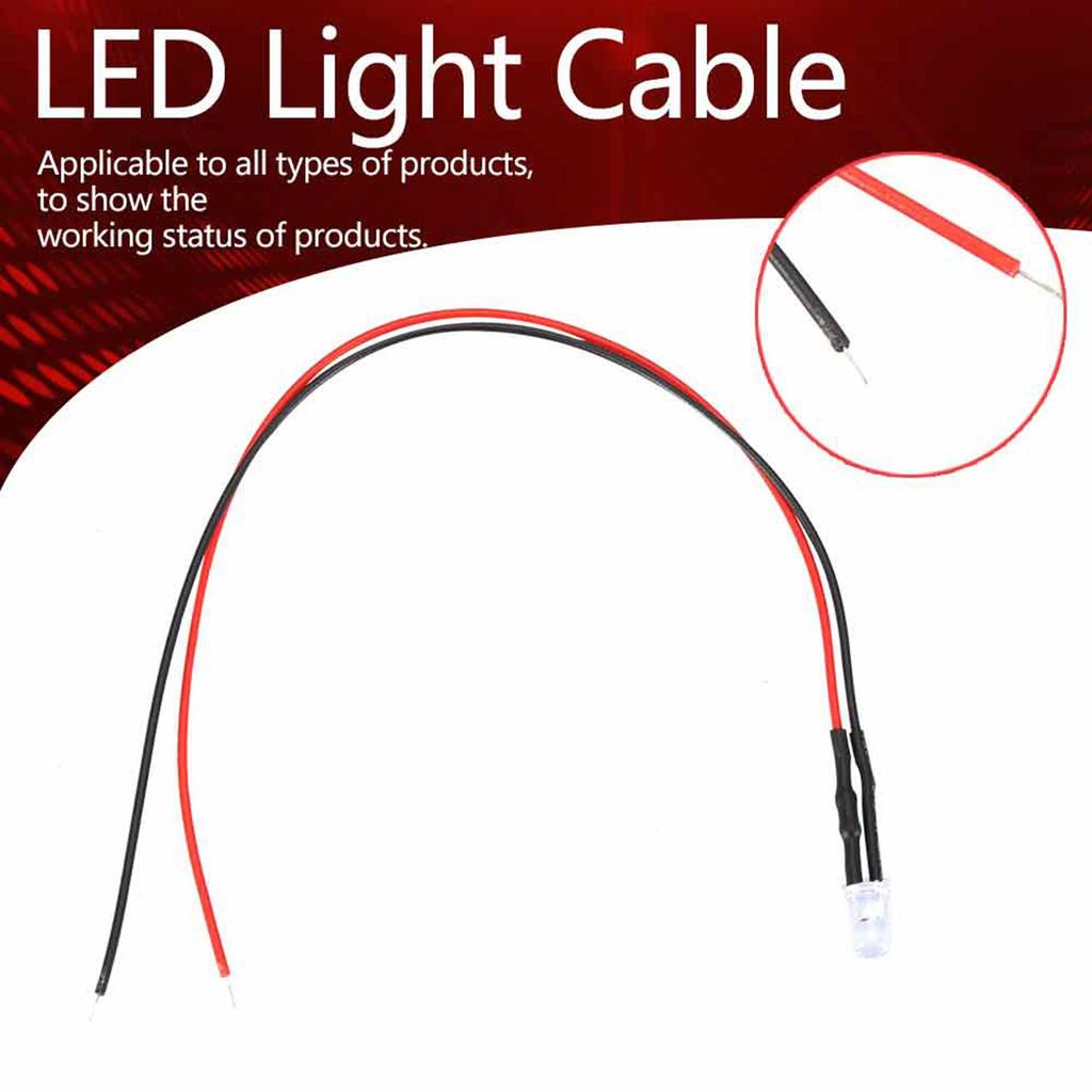 10 Stück 12V 5mm LED Leuchtdiode Verdrahtet Mehrfarbiges LED Lichtkabel 20cm 0.06W(Weiß)