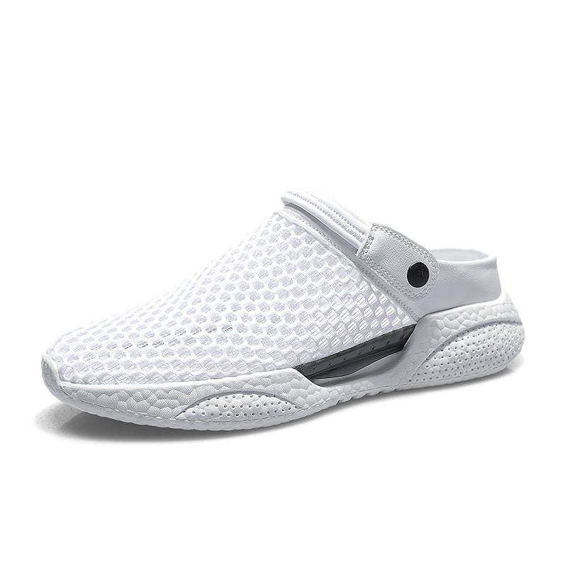 

Мужские полуботинки-мюли на толстой подошве, сетчатые, легкие, с закрытым носком, шлепанцы, слипоны, лоферы с открытой пяткой, мужская повседневная обувь 39