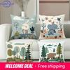 Cute Animal Forest Theme Throw Pillow Covers Polyester Pillowcase, Sofa Decorative Cushion Cov Headboard Pillow