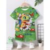 Set Maglia a Maniche Corte Stampata 3D con Dinosauro e Macchina e Pantaloncini Sportivi, Set Maglia Sportiva Casual Estiva