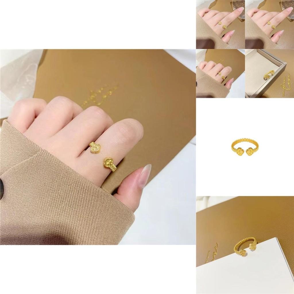 Elegant Brass Gold Plated Open Adjustable Ring With Enchanting Floral Motif For Ladies