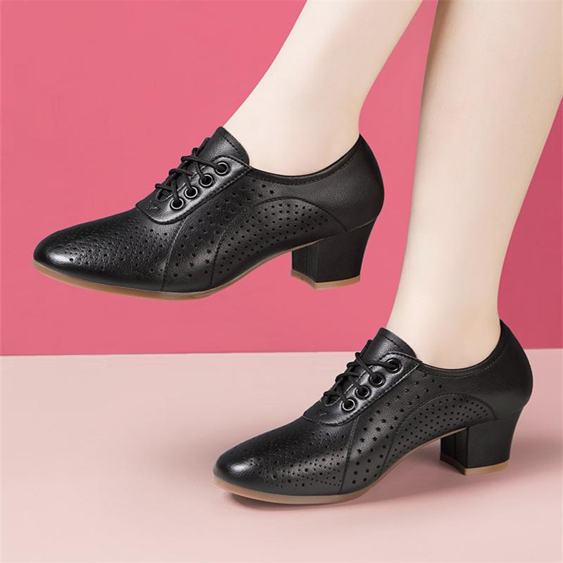 Genuine Leather Women Dance Shoes Women's Soft Soled Cowhide Shoes High Heels Ladies Practice Training Modern Sneakers Female