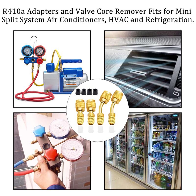 HVAC R410A Adaptér Mosazné Nástroje pro Klimatizaci R410A Adaptérové Fitinky Snadná Instalace Adaptér Hadice na Chladivo HVAC Fitinky Pro