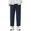 Solid color simple and versatile pure cotton casual pants men's new trendy brand loose straight elastic waist long pants men