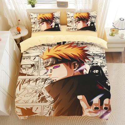 Anime Naruto Naruto Bettbezug Kissenbezug Einzelbett Schlafzimmer Dekoration Zuhause Kinder Bettwäsche-Set 135x200cm Junge Mädchen Geschenk