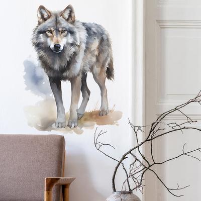 3D Realistisk Varg Väggdekal Självhäftande Bakgrundsdekor för Sovrum Vardagsrum Heminredning