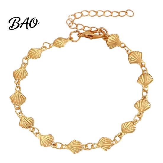 Casual Wrist Jewelry for Women Gold Boho Ocean Bracelet Women, Minimalist Mini Metal Scallop Gentle Style Shell Bracelet, Summer Beach Vacation, Daily