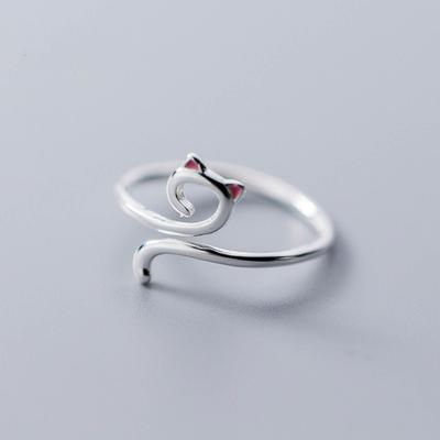 Inel reglabil cu urechi de pisică din fir, ornament, inele moderne și simple, bijuterii, inel de deget personalizat în formă de pisică, accesoriu