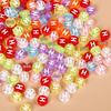 Acrylic Drip Oil Single Letter Flat Beads — Transparent DIY Bracelet Jewelry Accessories for Kids