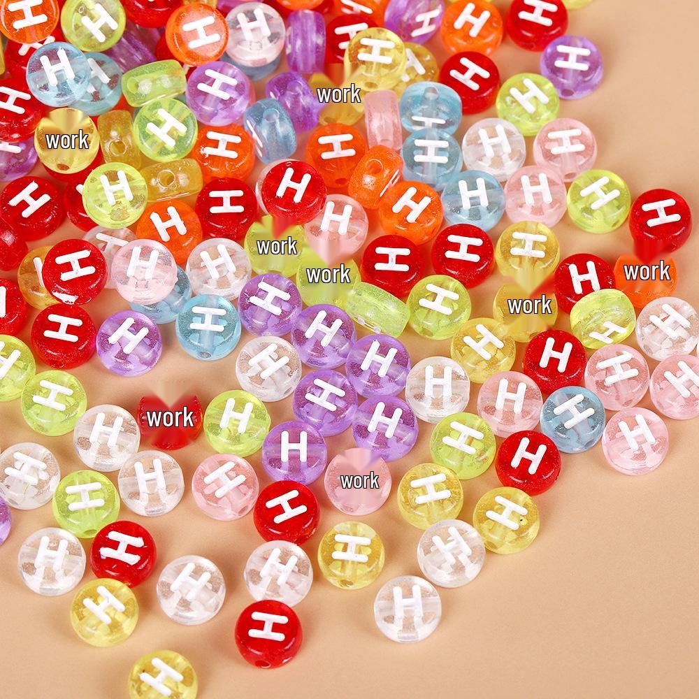 Acrylic Drip Oil Single Letter Flat Beads — Transparent DIY Bracelet Jewelry Accessories for Kids