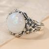 Vintage CopperColor Round Inlaid Imitation Opal Women's Ring Daily Wear Party Jewelry