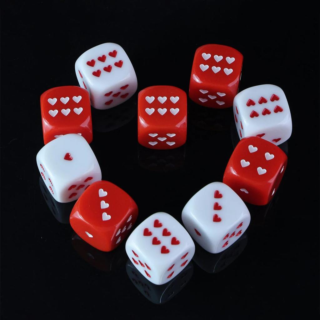 Non-Toxic 12Pcs Date Night Dice For Couples Romantic Game Heart Shaped Valentine Gift For Him Her