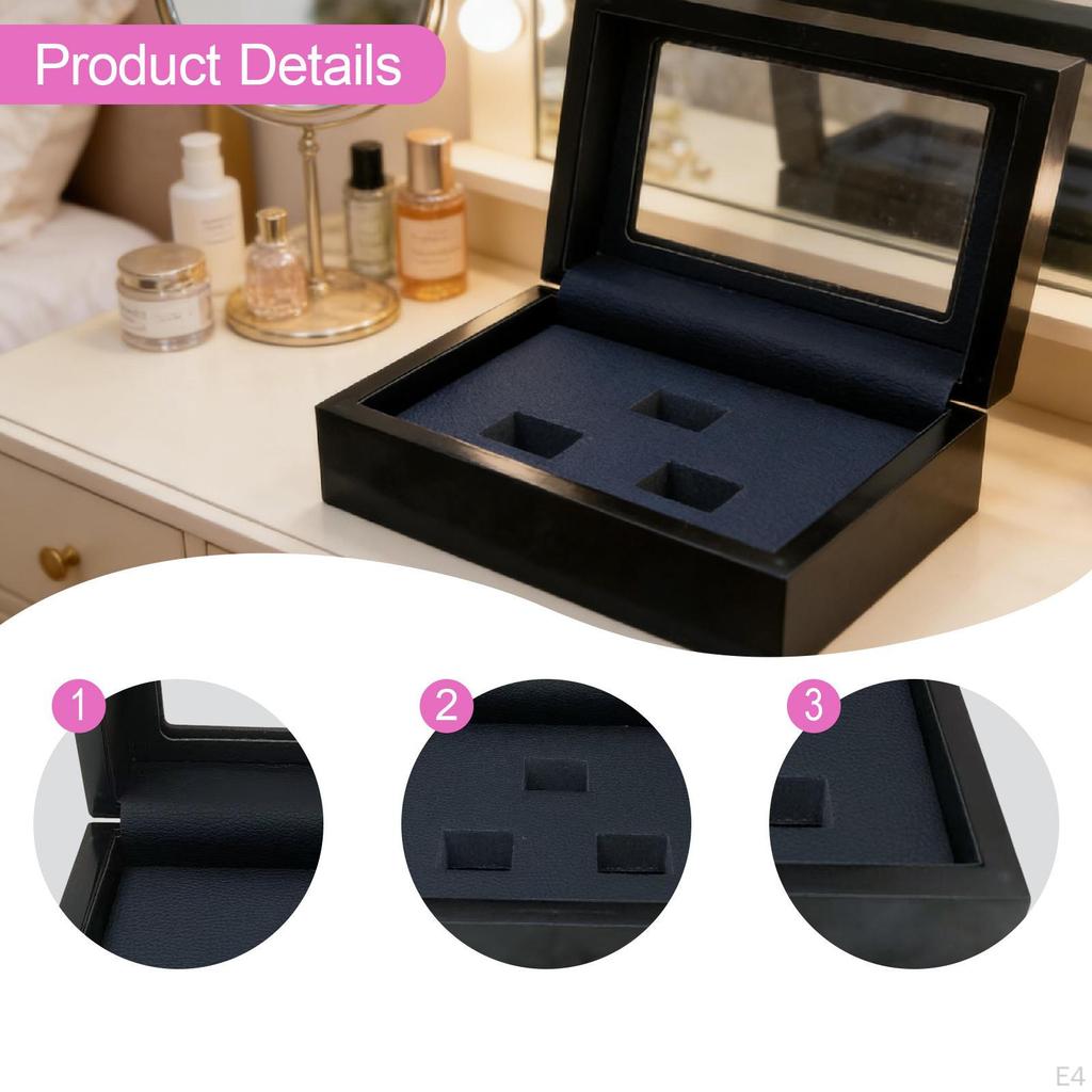 Box with Presentation Stand, Holder, Jewelry Organizer, Wooden Surface Smooth PU Coating,