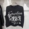2026 Spring and Autumn New MIX Retro with Diamond Angel Letter Crew Neck Long Sleeve Men and Women of the Same Style, One Piece Will Be Sent In