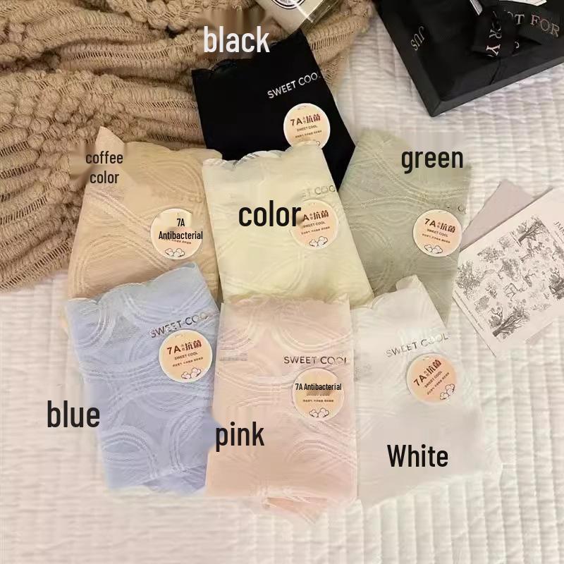 

7A Lace Ice Silk Women s Panties: Seamless Mid-High Waist, Breathable, Luxury, Skin-Friendly, Triangle Design L (100-120 cm)