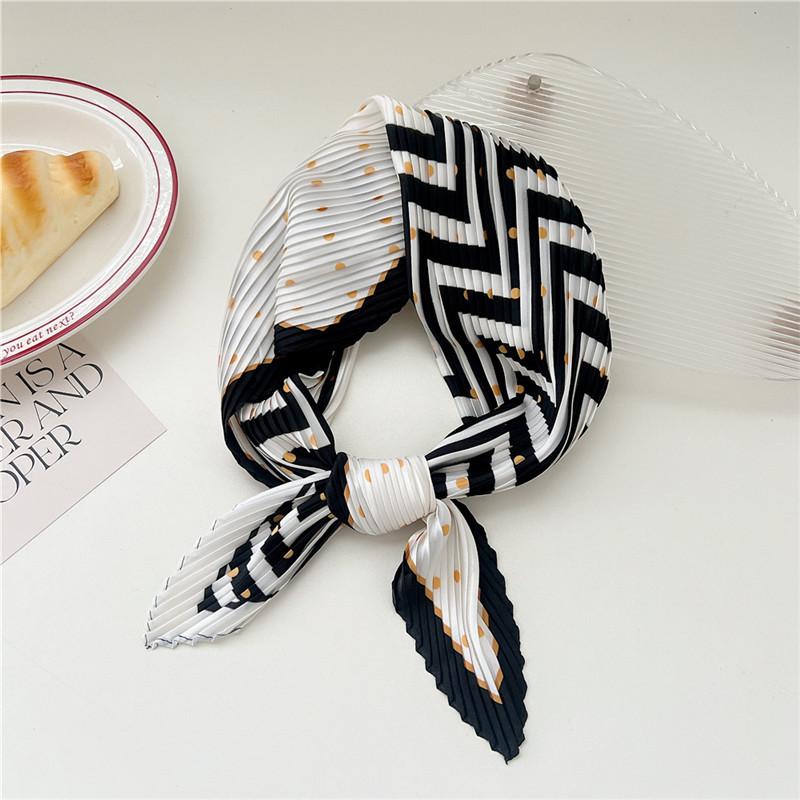 70cm Crumpled Scarf Kerchief Print Square Scarves Women DIY Hair Band Ribbon Headscarf Bandanas Headband Neck Wraps Neckerchief
