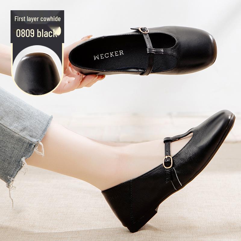 Eleganta retro höstskor 2025 med slip-on Mary Jane-skor, låg klack och fyrkantig tå och spänne.